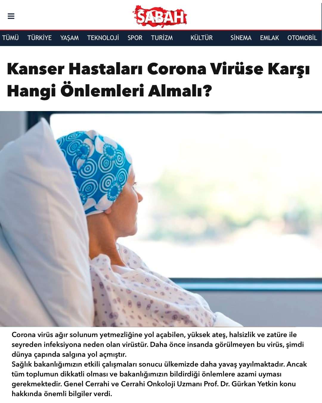 Sabah Gazetesi- Prof. Dr. Gürkan Yetkin