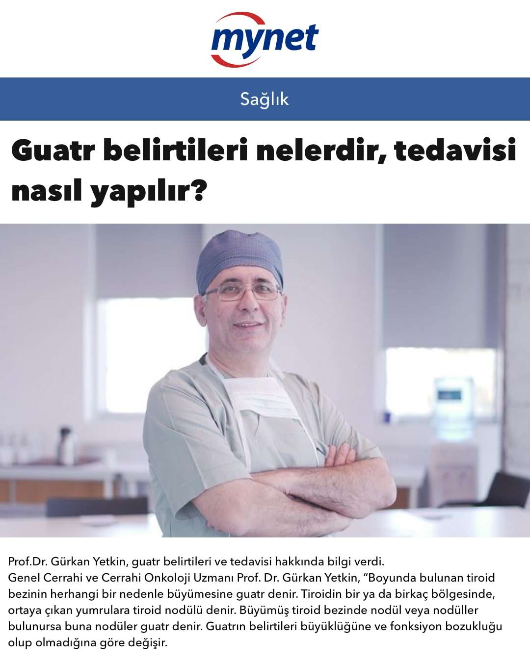 Mynet - Prof. Dr. Gürkan Yetkin