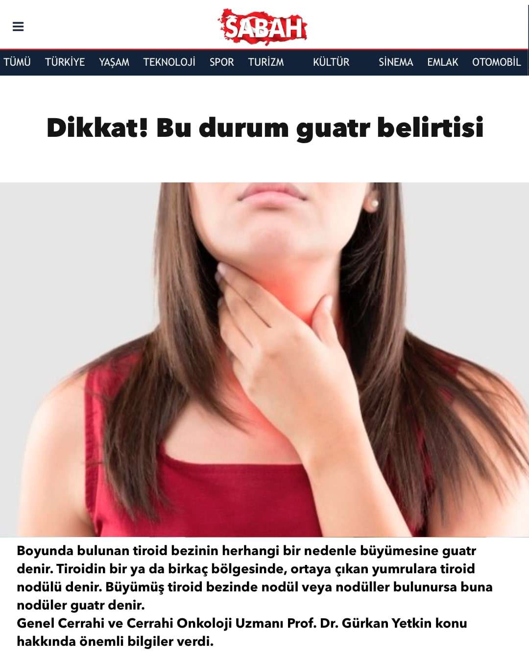 Sabah - Prof. Dr. Gürkan Yetkin