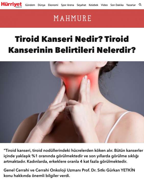 Tiroid Kanseri Nedir? Tiroid Kanserinin Belirtileri Nelerdir? - Prof. Dr. Gürkan Yetkin
